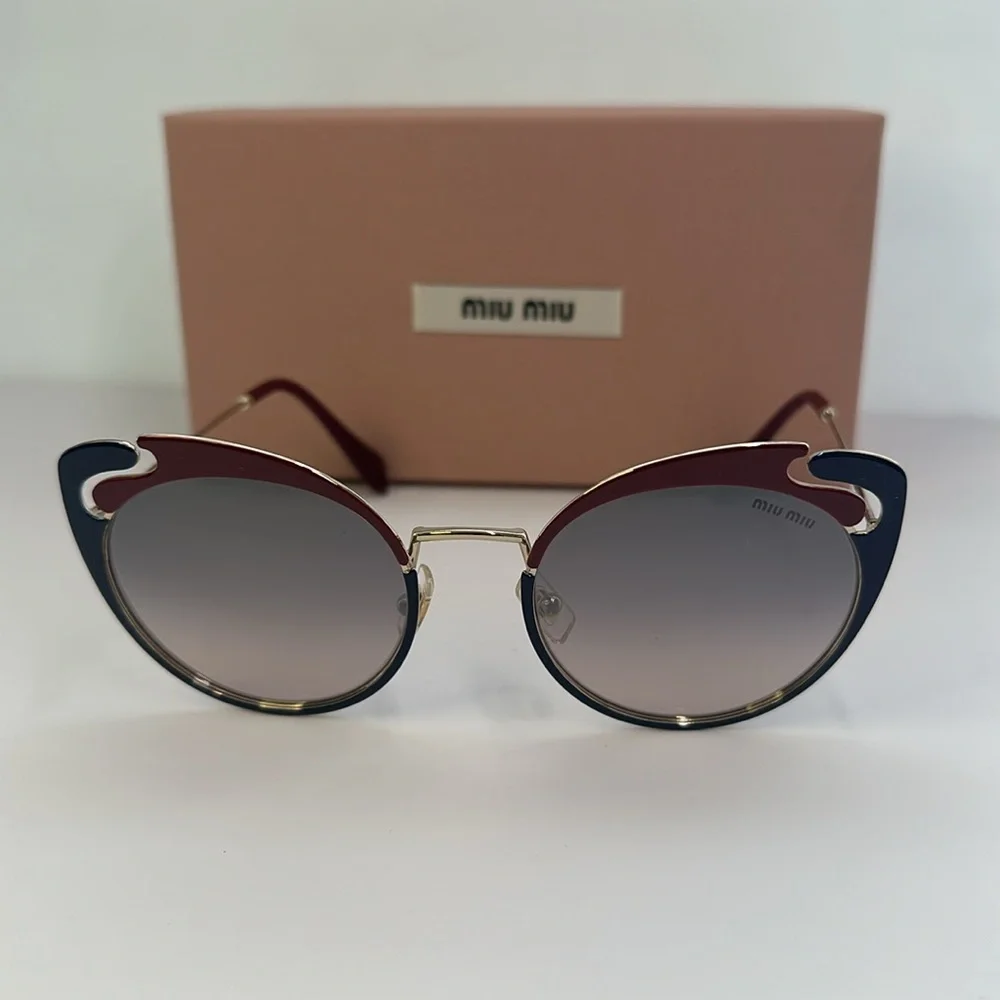 💯- New Authentic Miu Miu MU 57TS HB5GR0* 3N Metal Women Noir sunglasses - Picture 6 of 16